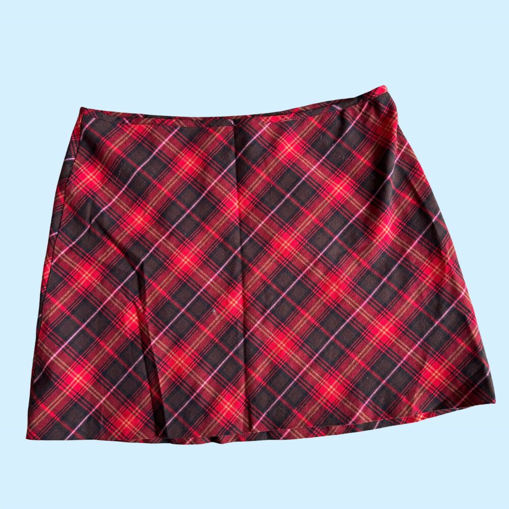 Vintage 90s My Michelle Red Plaid Bias Cut Mini Skirt Size M